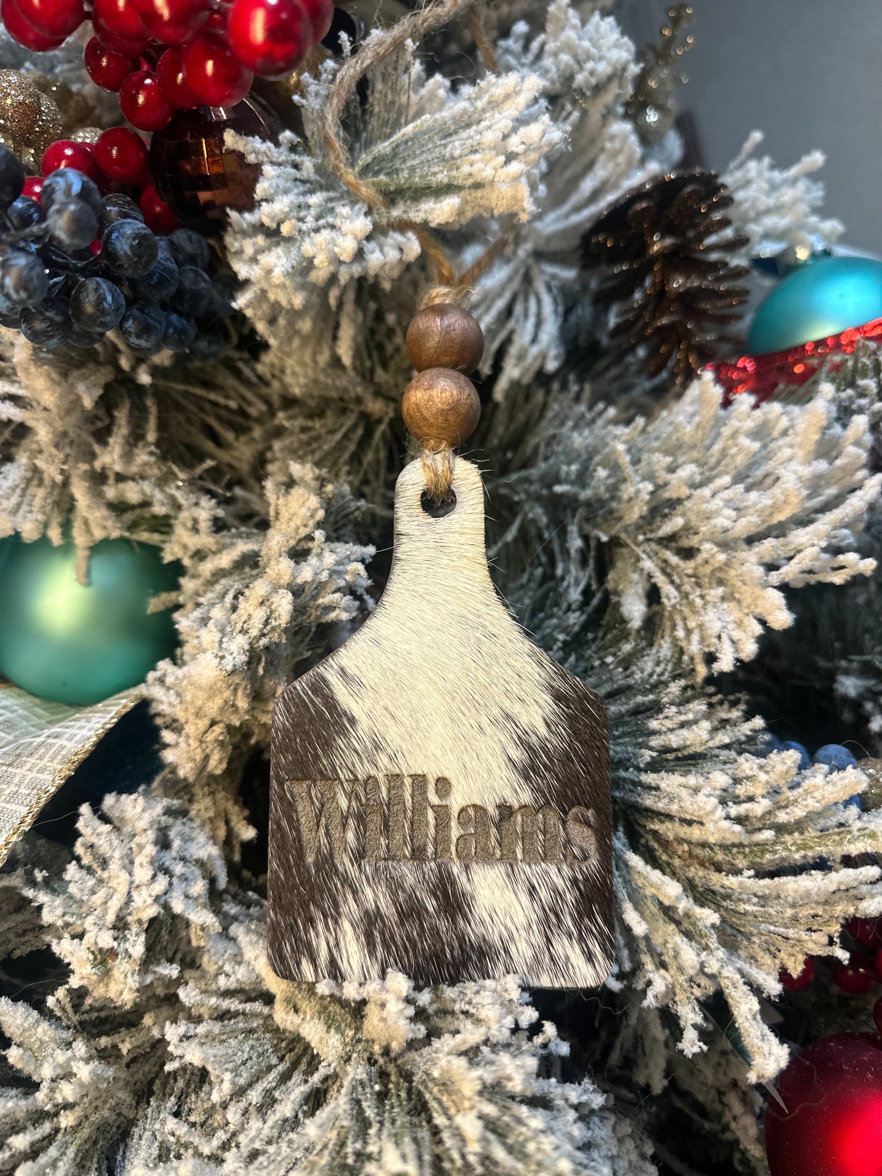 Personalized Engraved Cowhide Tag Hanger
