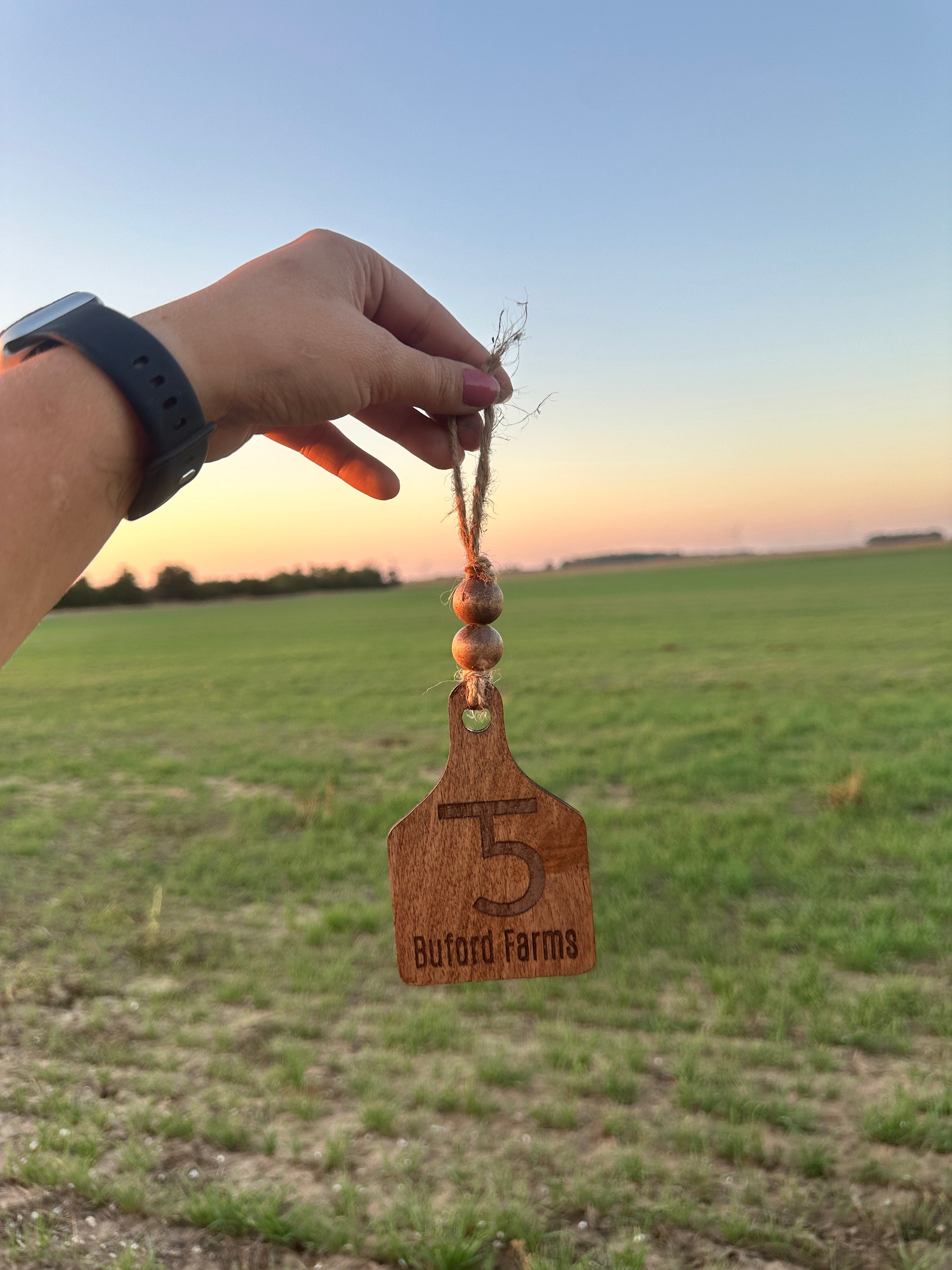 Personalized Wooden Cattle Tag Hanger